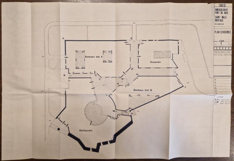 Aménagement du fort du Naye par le cabinet d'architectes - urbanistes J. Denieuil - M. Marty - G. Paoli : détail du plan d'ensemble, 15 décembre 1982
