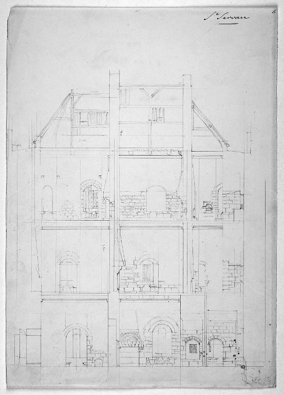 Coupe longitudinale de la Tour Solidor par Alfred Ramé