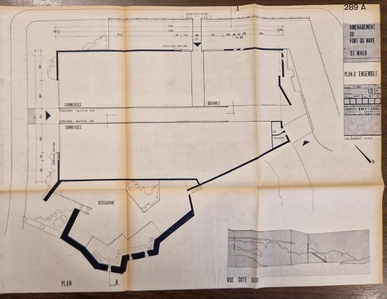 Permis de construire des aménagements du fort du Naye par le cabinet d'architectes - urbanistes J. Denieuil - M. Marty - G. Paoli, janvier 1977 : plan d'ensemble, 10 novembre 1974
