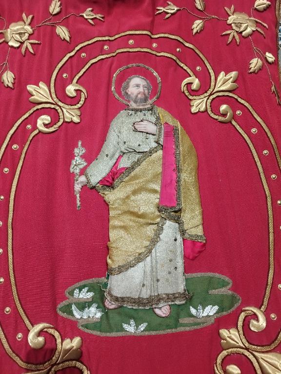 Bannière de procession : Saint Joseph, Tobie ou Jésus et l'archange Gabriel, église Saint-Sixt (Sixt-Sur-Aff)