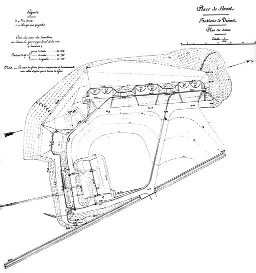 Plan de la batterie de Tremet après les modifications de 1883-1884 (six canons de 19 cm modèle 1875-1876)