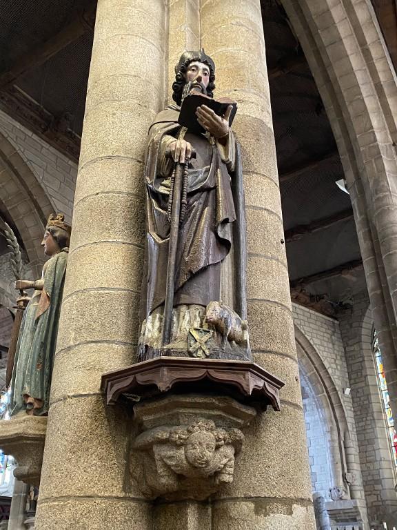 Statue : Saint Antoine l'Ermite, église Saint-Armel (Ploërmel)