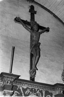 Croix (d'applique, petite nature) : Christ en croix, chapelle de la Croix-Neuve (Le Moustoir)