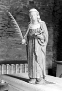 Statue (d'applique, petite nature) : sainte Barbe, chapelle Sainte-Barbe (Le Moustoir)