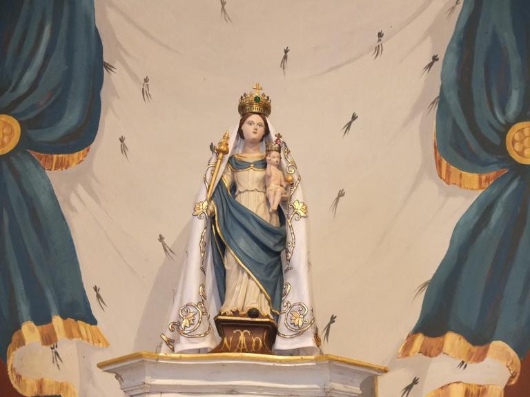 Statue : Vierge à l'Enfant, dite Notre-Dame de Toute Aide, chapelle Notre-Dame-de-Toute-Aide-de-Querrien (La Prenessaye)