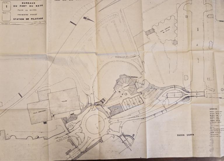 Plan de masse des bureaux du fort du Naye par la Ville de Saint-Malo : première phase, station de pilotage, 3 novembre 1986