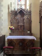 Ensemble de l'autel du Sacré-Coeur : autel, retable, tabernacle, église paroissiale Notre-Dame (Campénéac)