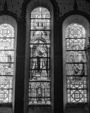 Verrières à personnages des baies 0 à 4 : Visitation, Annonciation, Purification de la Vierge, prieuré de bénédictins, église paroissiale Notre-Dame-du-Roc (Montautour)