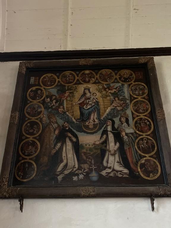 Tableau : Don du Rosaire à saint Dominique et à sainte Catherine de Sienne, église Saint-Samson (Helléan)